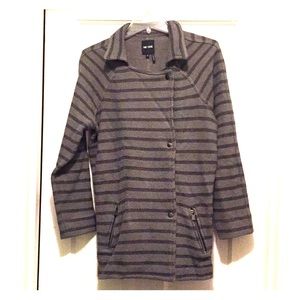 Nik + Zoe army green striped cardigan